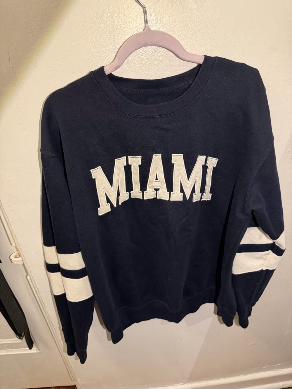 New York Popular XL Miami Navy Varsity Crewneck Sweatshirt